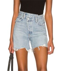 Agolde Distressed Blue Jean Shorts